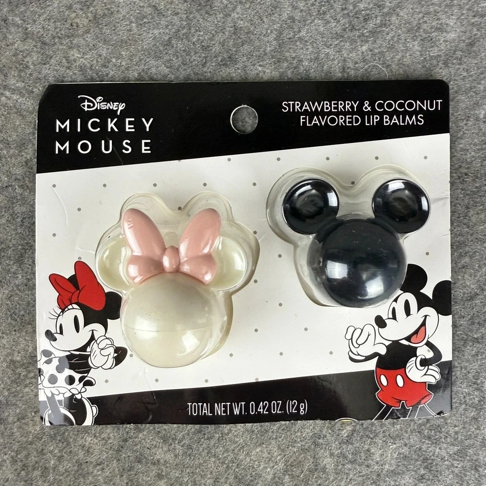 Disney Mickey & Minnie Mouse - Strawberry‎ & Coconut Flavored Lip Balms - NIB